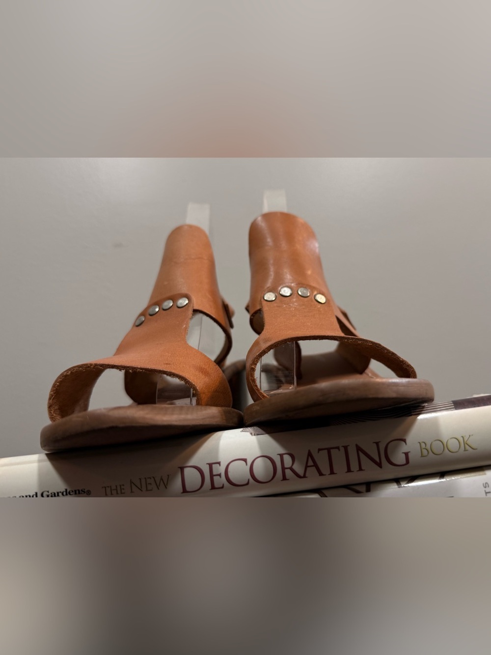 Tan Leather Open-Toe Block Heel Sandals - Stylish Slingback - Picture 13 of 16